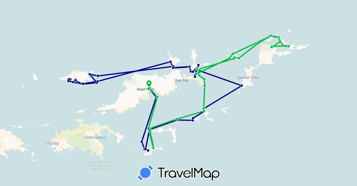 TravelMap itinerary: driving, bus in British Virgin Islands (North America)